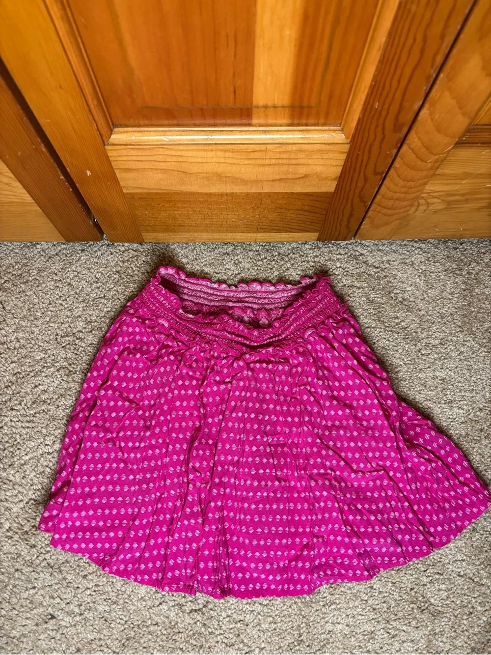 Old Navy Hot Pink Printed Smocked-Waist Circle Skirt
